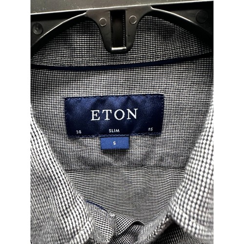 NEW Eton Blue Light Flannel Shirt Slim Fit Small - Picture 3 of 4