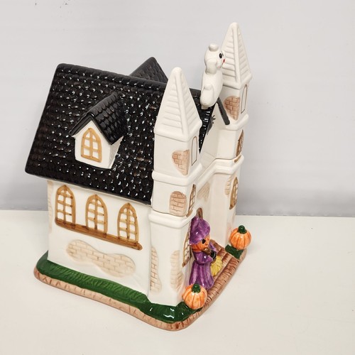 Barattolo di biscotti in ceramica casa stregata fantasma zucca ragno strega Halloween Cina 9"h - Foto 26 di 45