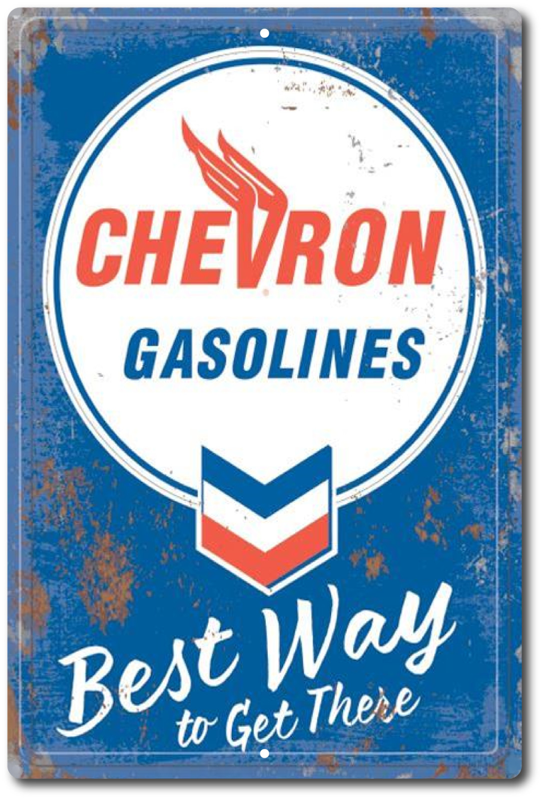 Chevron Gasolines  Plymouth Belvedere Rustic Metal Tin Sign Vintage Retro