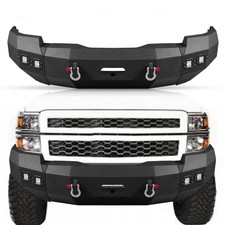 Front Winch Bumper W Led D-rings Black Steel Fits 2014 2015 Silverado 1500