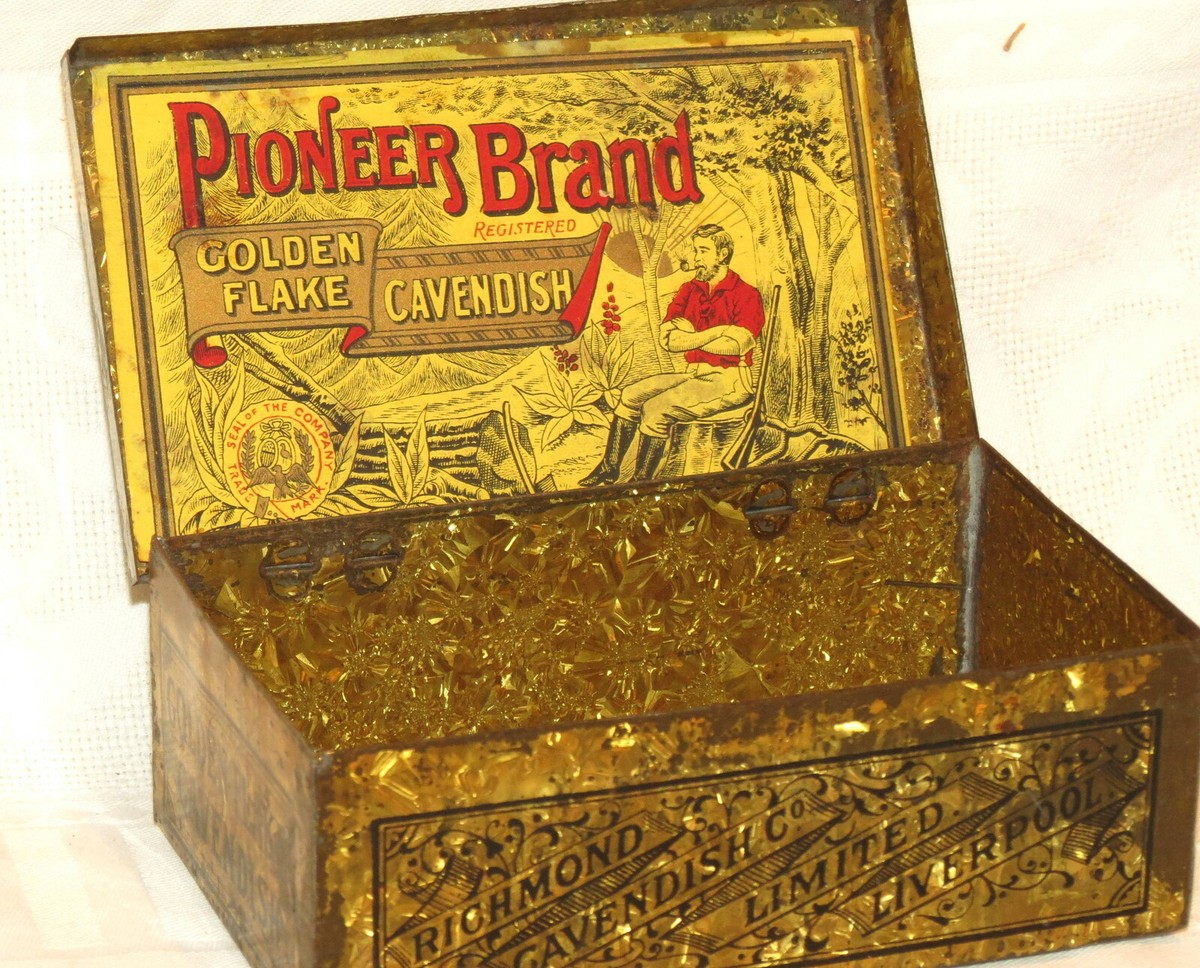 Pioneer Brand Richmond Cavendish Golden Flake Tobacco Tin 1910s