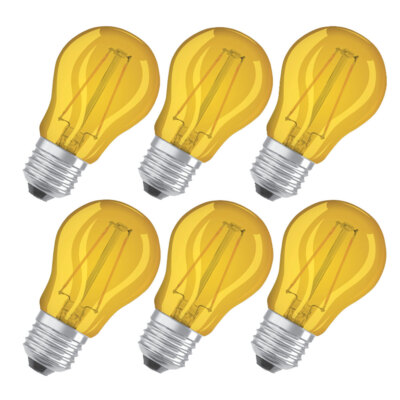6 x Osram LED Filament Lampen Tropfen bunt 1,6W = 15W E27 gelb P45 Kugeln bunt
