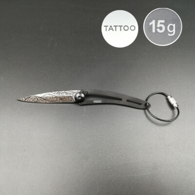 Taschenmesser Schlüsselring Anhänger Tattoo ''Pazifik'' naked Schwarz 15 g, deejo