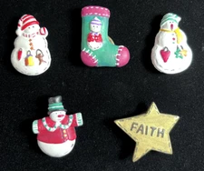 Quaker Factory Button Covers New Set Of 5 Granny Core Christmas Snowmen VTG 90s