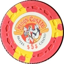 $5 Kings Castle Casino Chip, Lake Tahoe (Incline Village) NV - Small Crown Mold