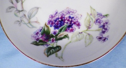 4 Sone China Lilac Bowls Fruit Dessert Porcelain Gold Trim Purple Lilacs Japan D - Picture 3 of 6