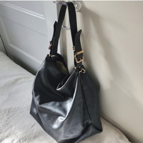 Black Faux leather Slouchy Medium Hobo shoulder bag