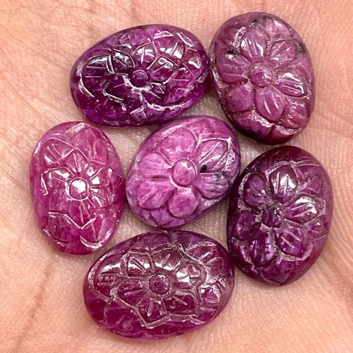 6 Pcs Natural Ruby Unheated Rare Moghul Carved Exclusive Gemstones Lot 51.70 Cts - Picture 13 of 22