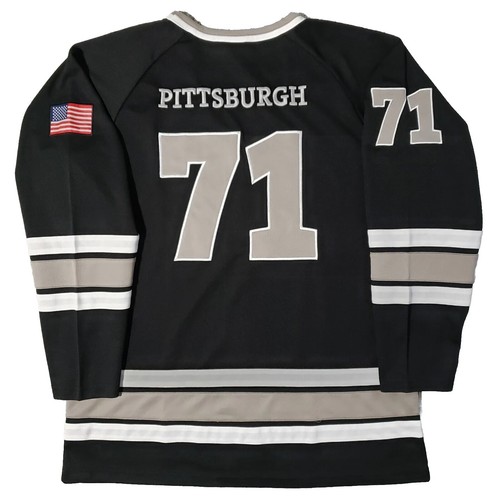 Hard Rock Cafe Pittsburgh Mens L Hockey Jersey Shirt Black #71 - Picture 2 of 12