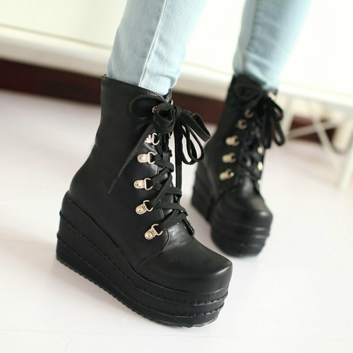 Creepers High Wedge Heel Gothic Shoes 
