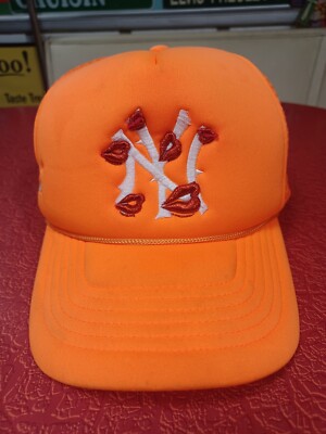 La Ropa NY is Kissing Me Mesh Trucker Hat ORANGE NEW YORK YANKEES