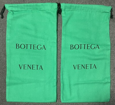 Authentic Bottega Veneta - Pair of Green Flannel Drawstring Dust