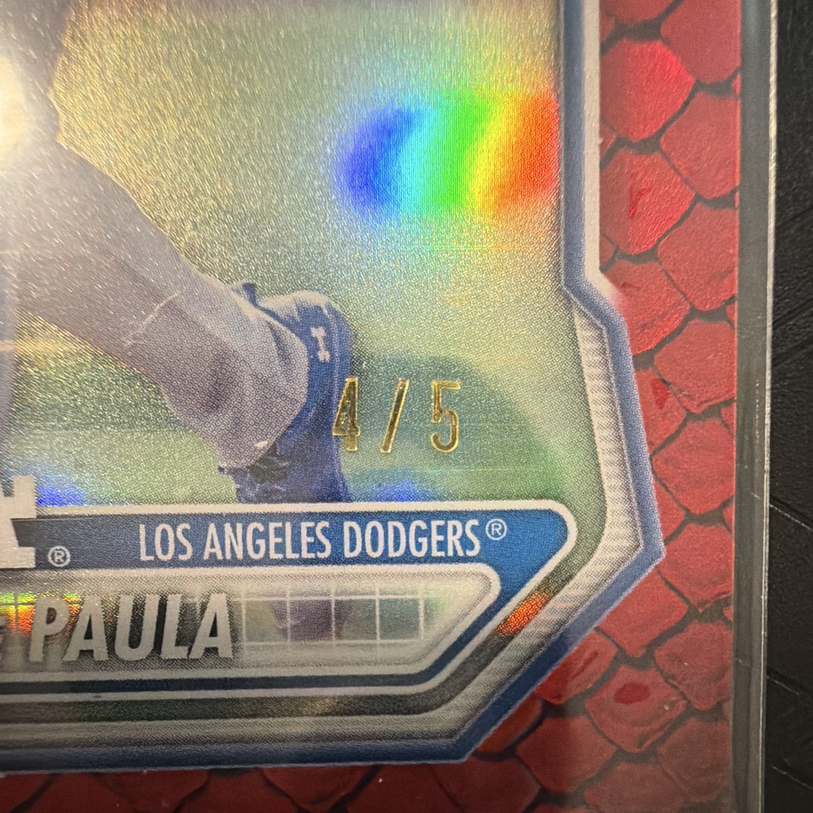 Topps 2026 Bowman Chrome Prospects Josue De Paula Red Reptilian 4/5 #BCP-83 view 2