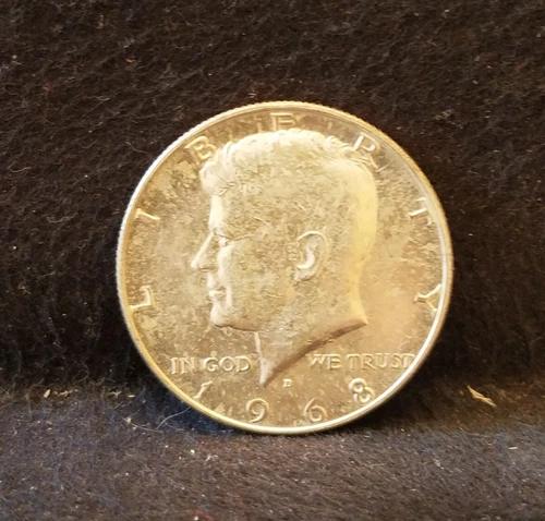 1968-D United States silver 50 cents, Denver, Kennedy, UNC, KM-202a (US11)