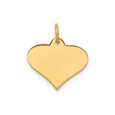14k Yellow Gold Heart Pendant Charm for Women Polished Engravable Jewelry