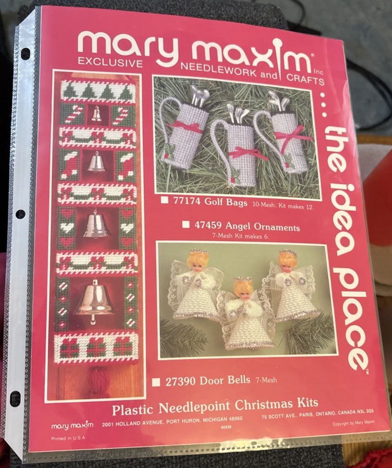 Vtg Rare Mary Maxim DOOR BELLS Needlepoint Pattern #27390 - Image 2 of 3