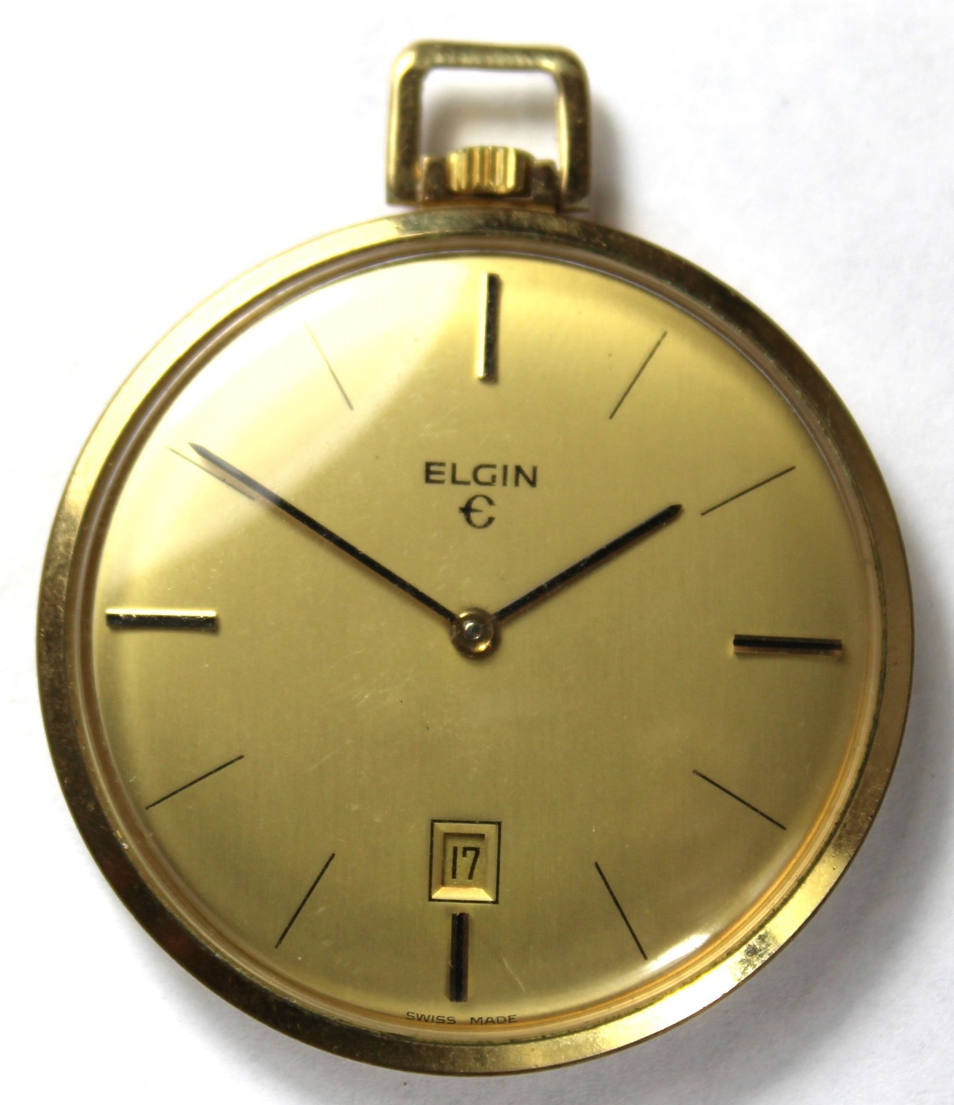 1970's Elgin Swiss 17j 40mm Date Pocket Watch - Runs