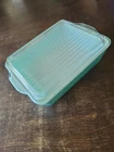 Vintage Pyrex  Glass Casserole Dish With Lid, 0503 Aqua Turquoise