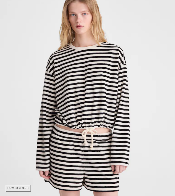 Madewell Women's Pull-On Shorts in Terry - black ivory