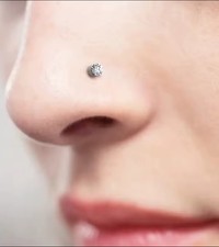 White Round Metal Stone Nose Stud Body Jewelry Unisex Adults