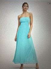 NWT Loft Bright Pool Women’s Lately Pleated Cutout Maxi Dress Size 4