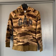 Gap Camo 1/4 Zip Hooded Sweatshirt Long Sleeves Distressed sz XL Youth 12 