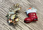 AS IS REPAIR PARTS Lot of 7 CHRISTMAS Brooch Pins  3 Signed — photo 8