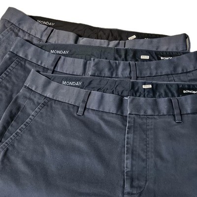 Bonobos Monday LOT OF 3 Blue Chinos Dress Pants Mens 33 28 Weekday Warrior