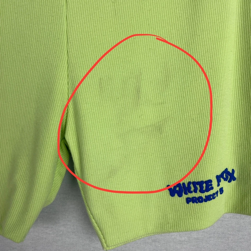 Pantalones Cortos de Motociclista Zorro Blanco Para Mujer Grandes Proyecto 5 Acanalados Verde Lima Logo Salón Acogedores Foto 4 de 4