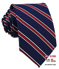 Men's Plaid Check Stripe Ties Pattern Business Formal One Size Navy Blue Red