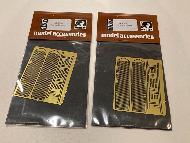 pair Hauler Model Accessories brass Thoma Schurzen tank skirts, HO / 1:87