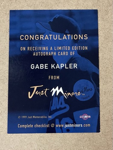 1999 JUST MINORS AUTOGRAPH GABE KAPLER (LIMITED EDITION) - Bild 2 von 2