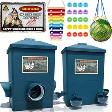 3Gal/ 16Lb Automatic Port Chicken Feeder and Cup Waterer Set Chicken Coop Feeder