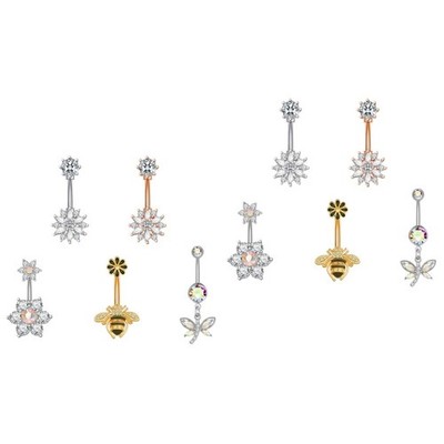  Set of 2 Bauchschmuck Bauchnabelringe Aus Edelstahl -Piercing -Schmuck Klingelt