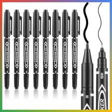 Drawing Markers Art Sketching Pens Dual Tip Brush Fine 10 Pack Black Permanent I