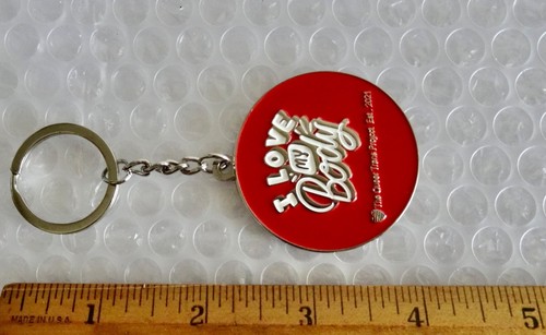 i LOVE MY BODY ROUND RED KEYCHAIN KEY RING QUEER TRANS PROJECT 2021 NOS neocurio - Picture 3 of 4