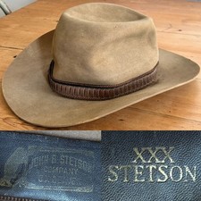 Antique VTG Stetson Stampede 3x beaver 7 3/8 Cowboy Worn Weathered Western Old
