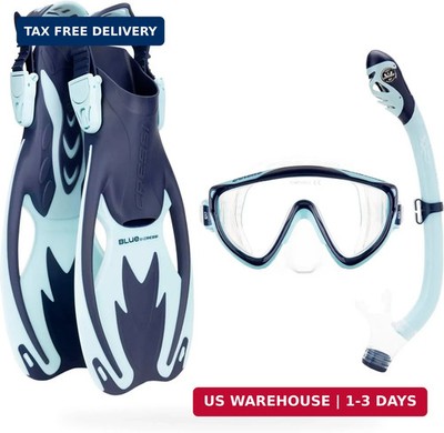 Cressi Kids Snorkeling Set- Short Adjustable Fins, Silicone Mask, and Dry Snorke