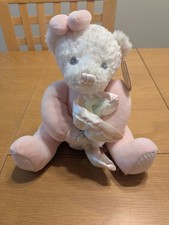First  Main Pink Pajama Pal Pastel Bear Holding Blanket Plush Pink Bow Lovey