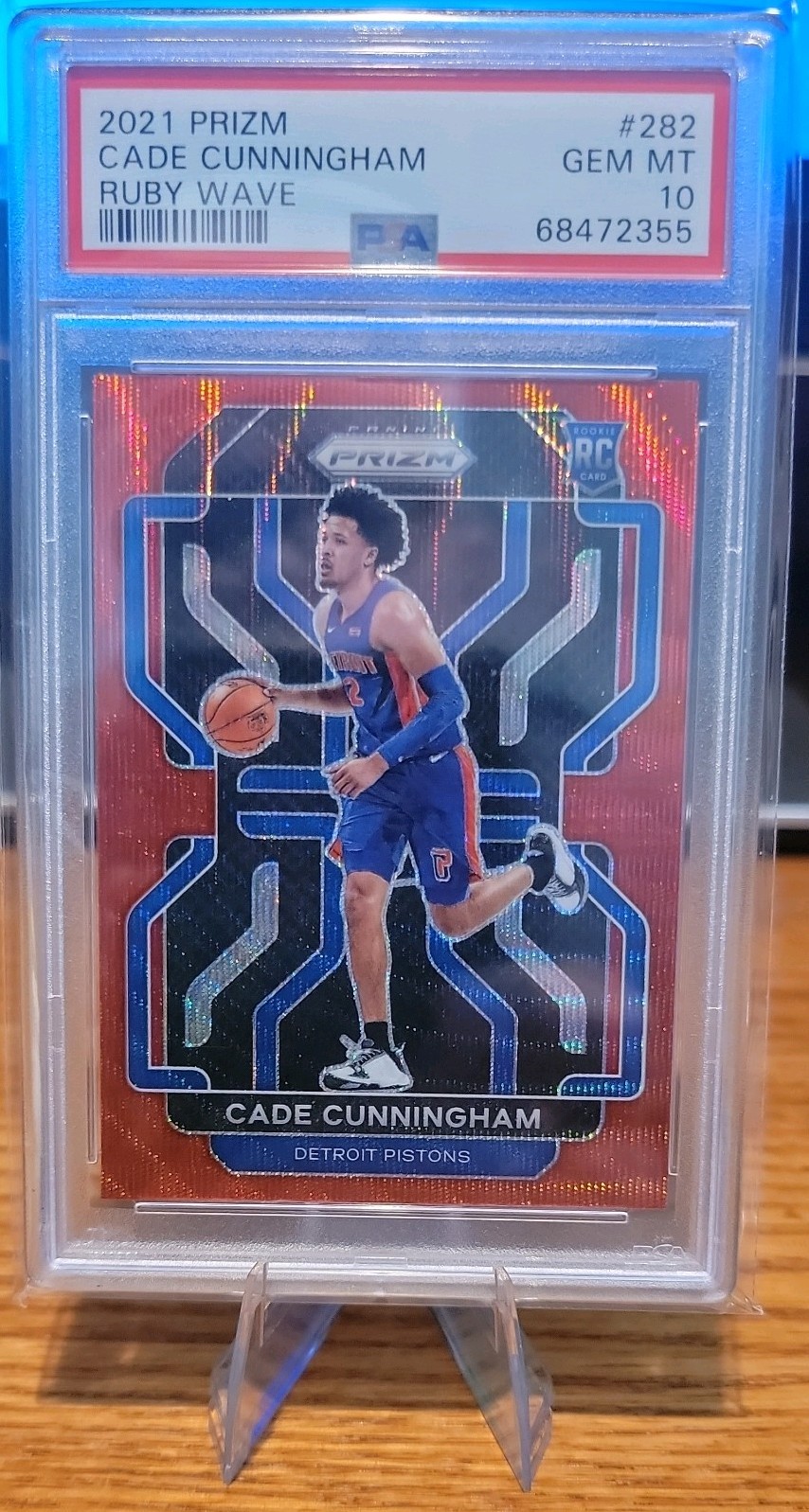 🔥2021 Panini Prizm Cade Cunningham #282 Ruby Wave PSA 10 Rookie Color Match🔥