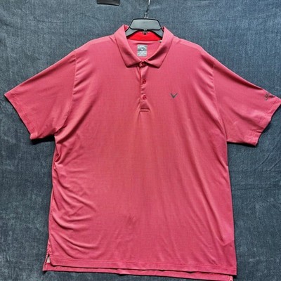 Callaway Opti Dri Polo Shirt Mens XXL Red White Check Golf Performance Short Slv