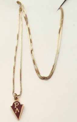 Nice Vintage RHO LAMBDA Pendant on 20'' Gold Vermeil .925 Sterling Box-Chain