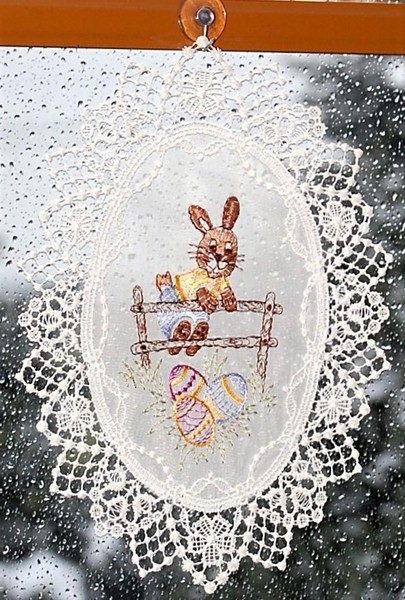 Fensterbild Ostern Plauener Spitze Voile Fensterdekoration Osterdekoration 27 Cm-image