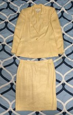VTG Y2K Escada Margaretha Ley Italy Wool Ivory Silk Blend 2-Piece Skirt Suit 40