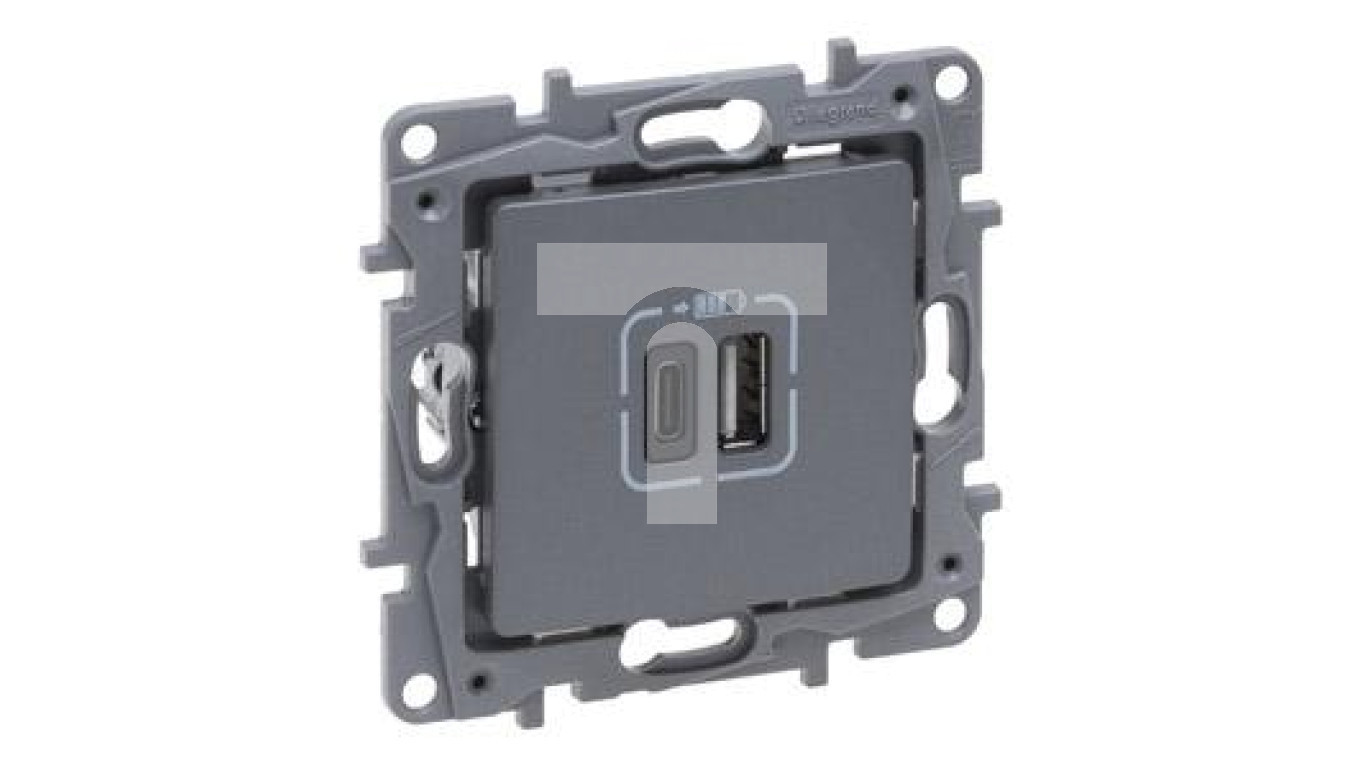 Niloe Selection Socket 2 x USB type A+C 3A steel 762397