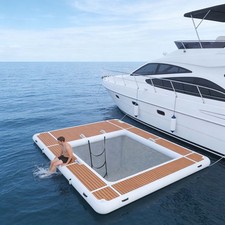 13x10FT DWF Inflatable Swimming Pool With Mesh Floating Dock Platform For Sea