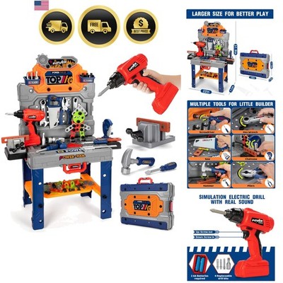 Kids Tool Bench Set with Electric Drill and Realistic Tools, Construction Wor...