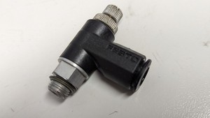 Festo 8mm Flow Control Elbow Valve, Push-To-Connect, G1/8, GRLA-1/8-QS-8-RS-B