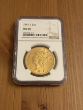 1881-S MS60 NGC Liberty Double Eagle $20 Gold Coin great appeal lustrous