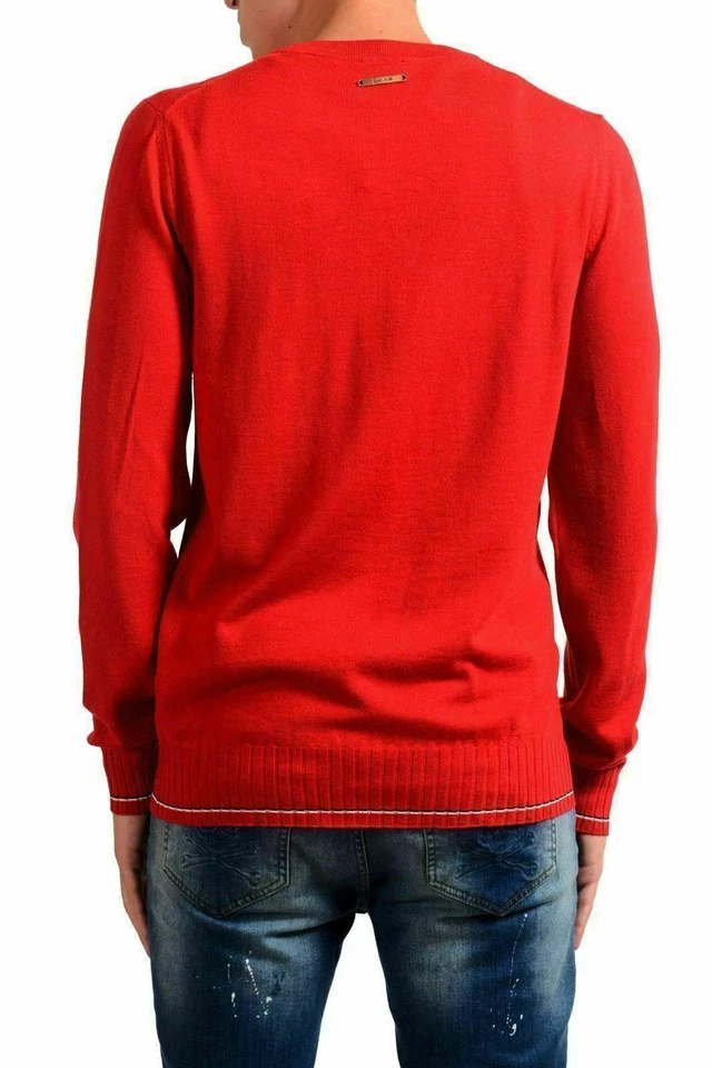 Suéter Just Cavalli Para Hombre Lana Rojo Cuello Redondo US M IT 50 Foto 3 de 4